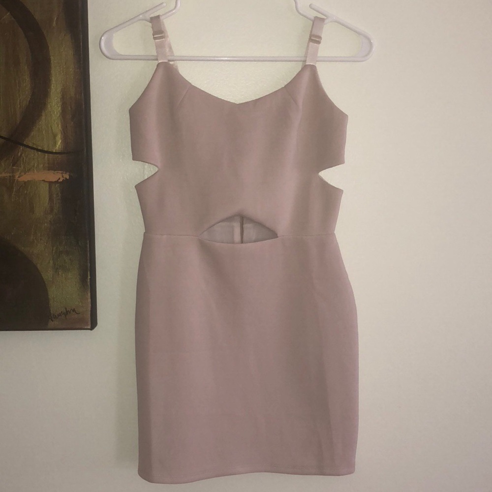 Tan Cocktail Dress with Cutouts